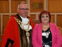 Coun Debbie Parkinson, right wearing the chain