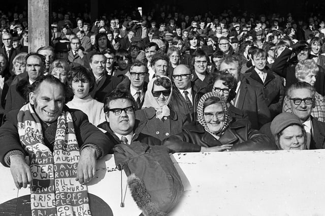 Wigan fans during a league match against Hull at Central Park on Sunday 12th of March 1972.Wigan won the game 48-5.