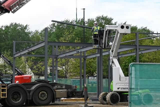 The framework being put in place for the Wigan Taco Bell drive-thru at Robin Park