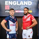 England’s George Williams and Tonga’s Keon Koloamatangi at the Totally Wicked Stadium, St Helens