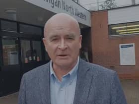 RMT General Secretary Mick Lynch in Wigan last month to address a public meeting about planned ticket office closures