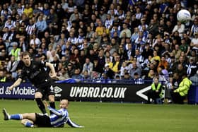 Jensen Weir hits the bar for Latics at Hillsborough