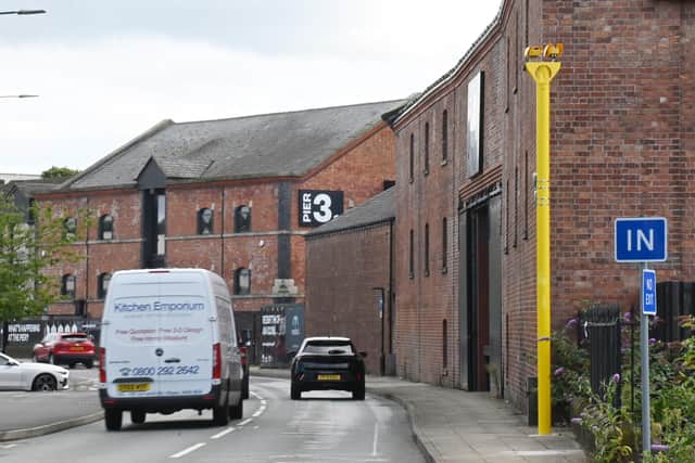 One of the new cameras on Wallgate at Wigan Pier
