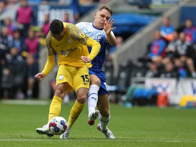 Troy Parrott bears down on goal at the DW.