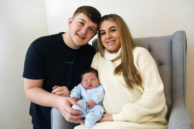 Baby Theodore Charles Christopher Miller is thought to be the first baby born in Wigan in 2023, born New Year's Day 2023 at 1.12am, weighing 8lb 12oz, to proud parents Emily Owen and Connor Miller