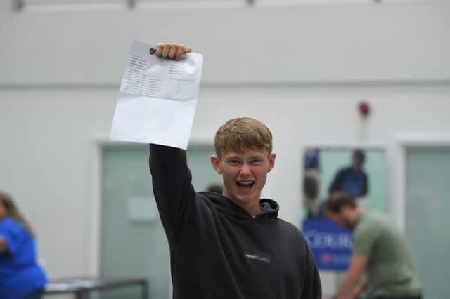 GCSE results day at The Deanery. Year 11 pupil, Callum Jones.