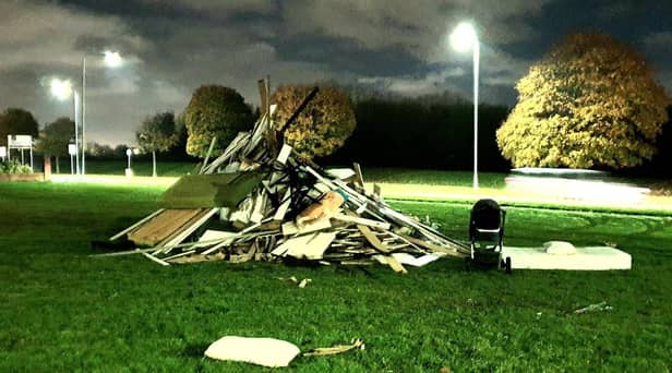 One of the bonfires that police dismantled