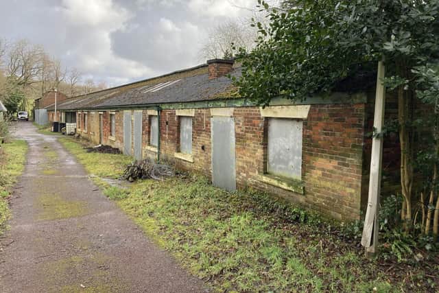 Derelict buildings at Haigh Hall's old zoo site