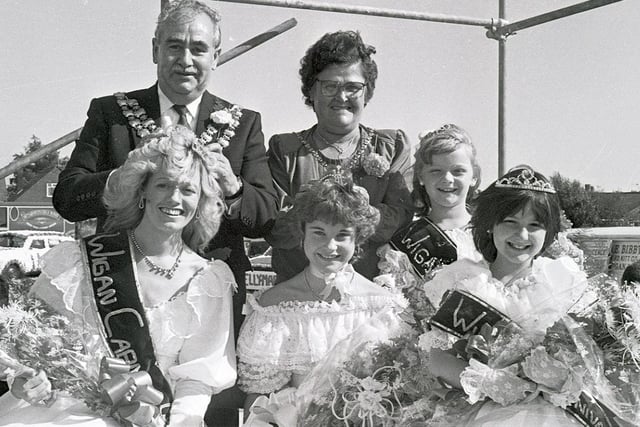 Retro 1987
Wigan Carnival Queens line up in June 1987 with Mayor Coun Jimmy Jones at the crowning ceremony