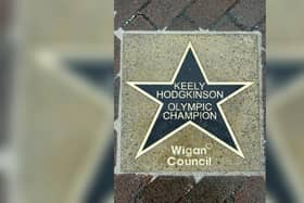 The updated Walk of Fame star for Keely Hodgkinson in Leigh town centre