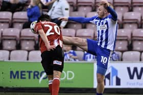 Latics transfer target Luca Woodhouse couldn't prevent his side losing 2-0 qt the Brick towards the end of last season