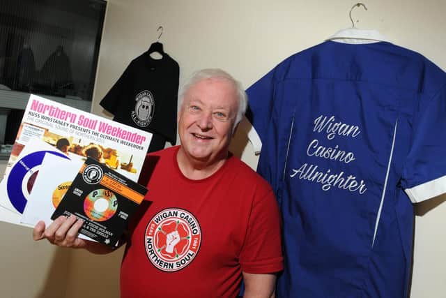 Northern Soul promoter Russ Winstanley with some of the merchandise and memorabilia he's helped to produce, dedicated to Wigan Casino Club (library pic).