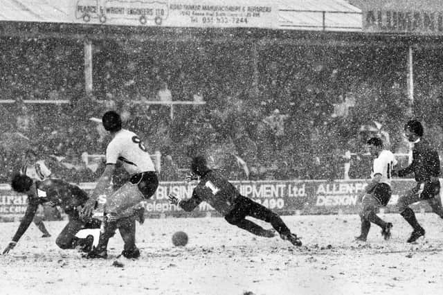 Springfield Park - then-home of Wigan Athletic - in the snow!