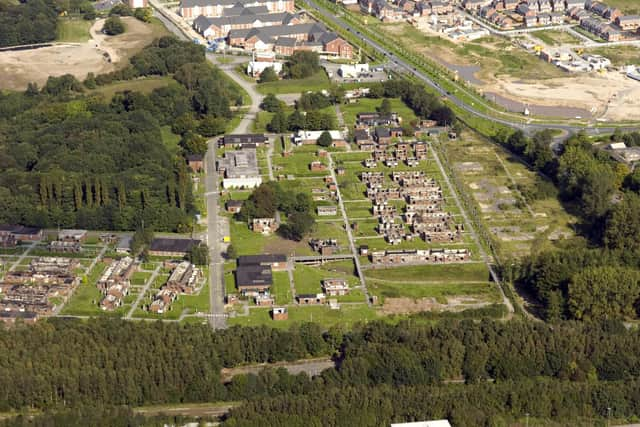 An aerial shot of the Royal Ordnance Factory at Euxton where Molly Martlew worked