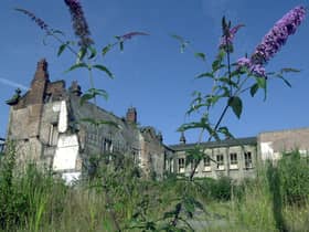 Wild flowers taking over at the Old Town Hall site in the centre of Wigan in 2002.