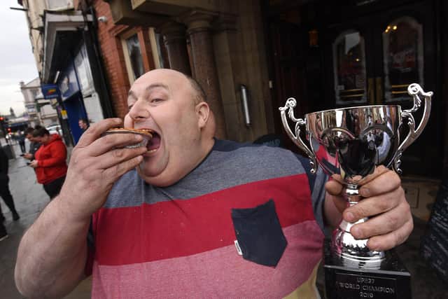 Reigning World Pie Eating Champion Ian Gerrard