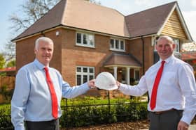 Keith Collard officially “hands over the hard hat” to Shaun Phoenix, Redrow Lancashire’s new head of construction