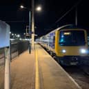 The electric train being tested at Wigan North Western station