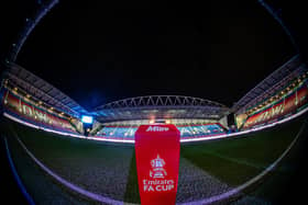 A general view of the DW Stadium ahead of the Emirates FA Cup Third Round match between Wigan Athletic and Manchester United at DW Stadium