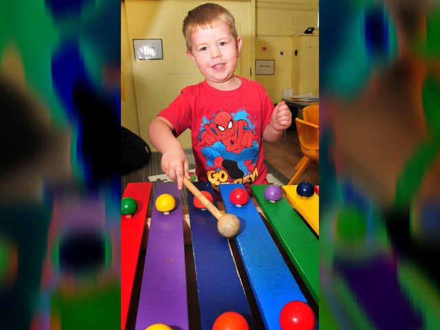 A giant xylophone in the Toddlers Room