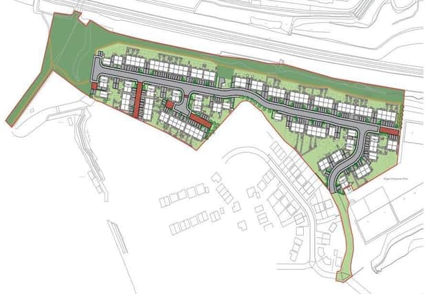 The blueprint for a 106-home development planned for vacant land off Seaman Way, Ince