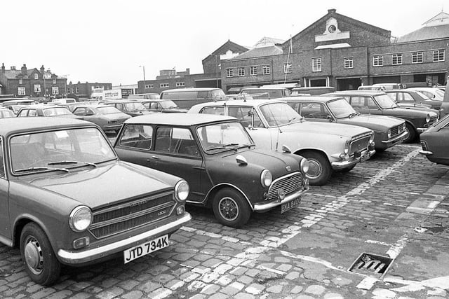 1975 - Cars parked in Market Square, Wigan
