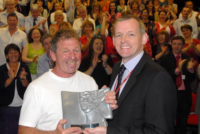 Mr McGhee (right) with award-winning teacher John Ireland in 2012