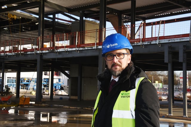 Paul Davies, headteacher at Fred Longworth High School, Tyldesley, on site at the new build project.