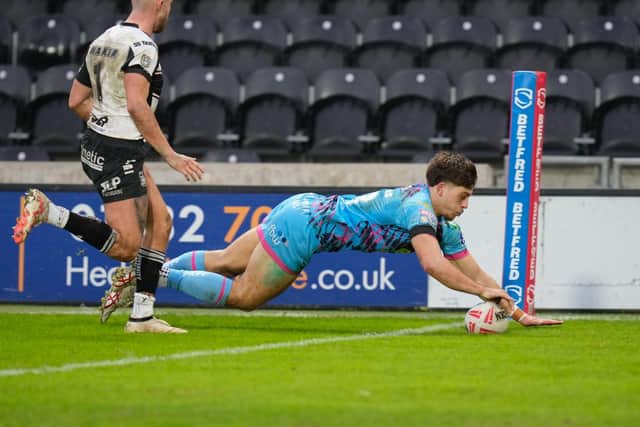 Jacob Douglas was one of seven try-scorers in the win over Hull FC at the MKM Stadium