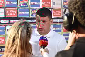Wigan coach Matt Peet speaks to Sky Sports presenter Jenna Brooks