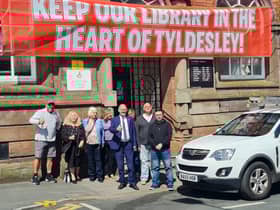 Member of the Friends of Tyldesley Library with Leigh MP James Grundy