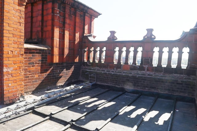 A roof terrace with views over Wigan.