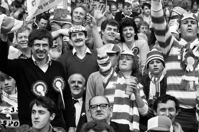 Wigan fans in good spirits before the Challenge Cup Final against Widnes.