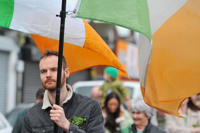 Flags were flying at the annual St Patrick's Day parade around the centre of Ashton-in-Makerfield.