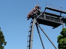 Guests were stranded on the ride after one of the carriages became stuck on the tracks moments before it descended on its stomach-churning 180ft vertical drop. Credit: DAllardyce