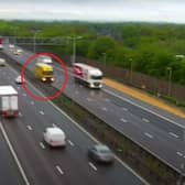 The yellow HGV crashed into the barrier on the M6