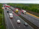 The yellow HGV crashed into the barrier on the M6