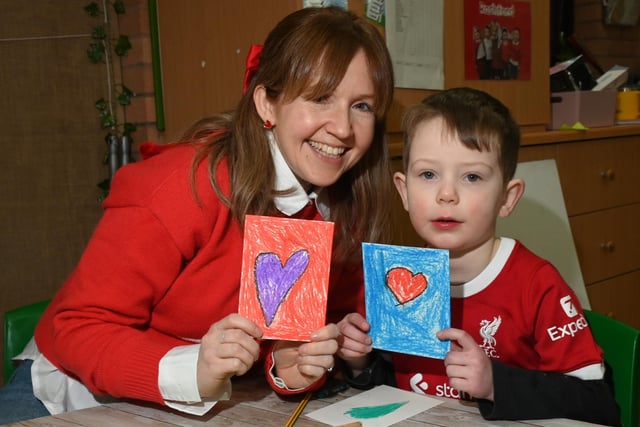 Pupils in Year One and Year Two made Valentine's cards to take home and share with a neighbour or someone they know that would appreciate some love.