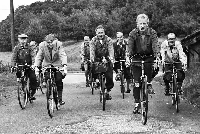 Members of the Autumn Tints Cycling Comrades riding in Rivington in 1971.