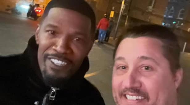Local man Steven Garbutt grabbed a picture with Jamie Foxx outside the restaurant
