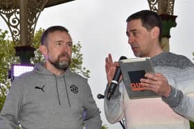 Mal Brannigan with Colin Murray at the Party in the Park