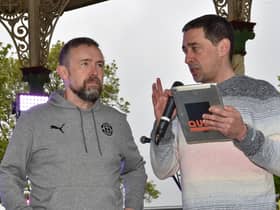 Mal Brannigan with Colin Murray at the Party in the Park