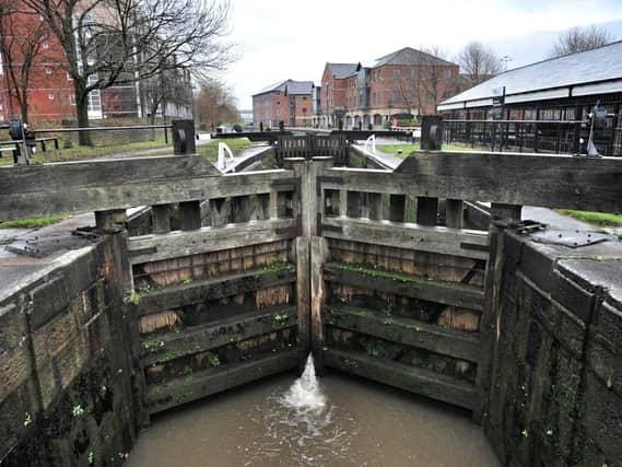 The start of the Wigan Flight, on the Leeds and Liverpool Canal, which will be shut for the forseeable future