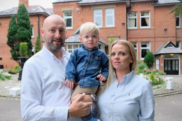 Sarah and Jamie Elliott and son Hugo