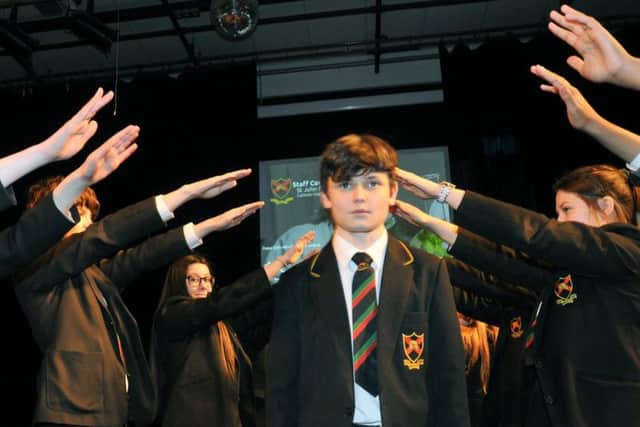 St John Fisher pupils preparing a drama piece
