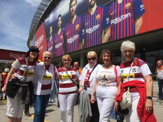 Warriors fans at the Nou Camp