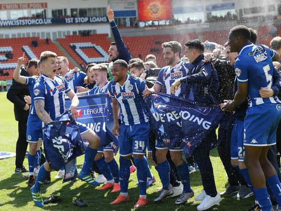 Latics celebrate promotion after beating Blackpool in 2016