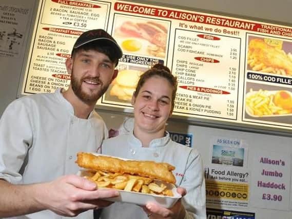 Adam Burns and Natalie Peacock from Alisons Fish and Chip restaurant