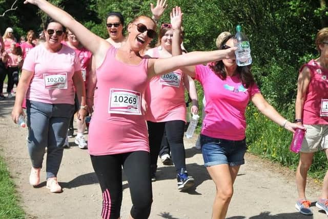 Pink ladies at the Race For Life at Pennington Flash