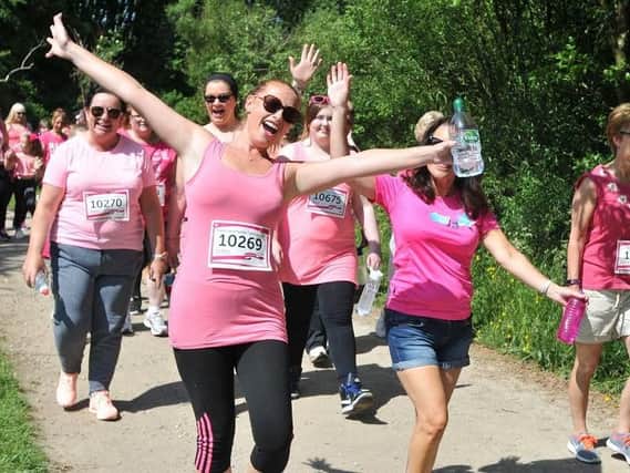 Pink ladies at the Race For Life at Pennington Flash